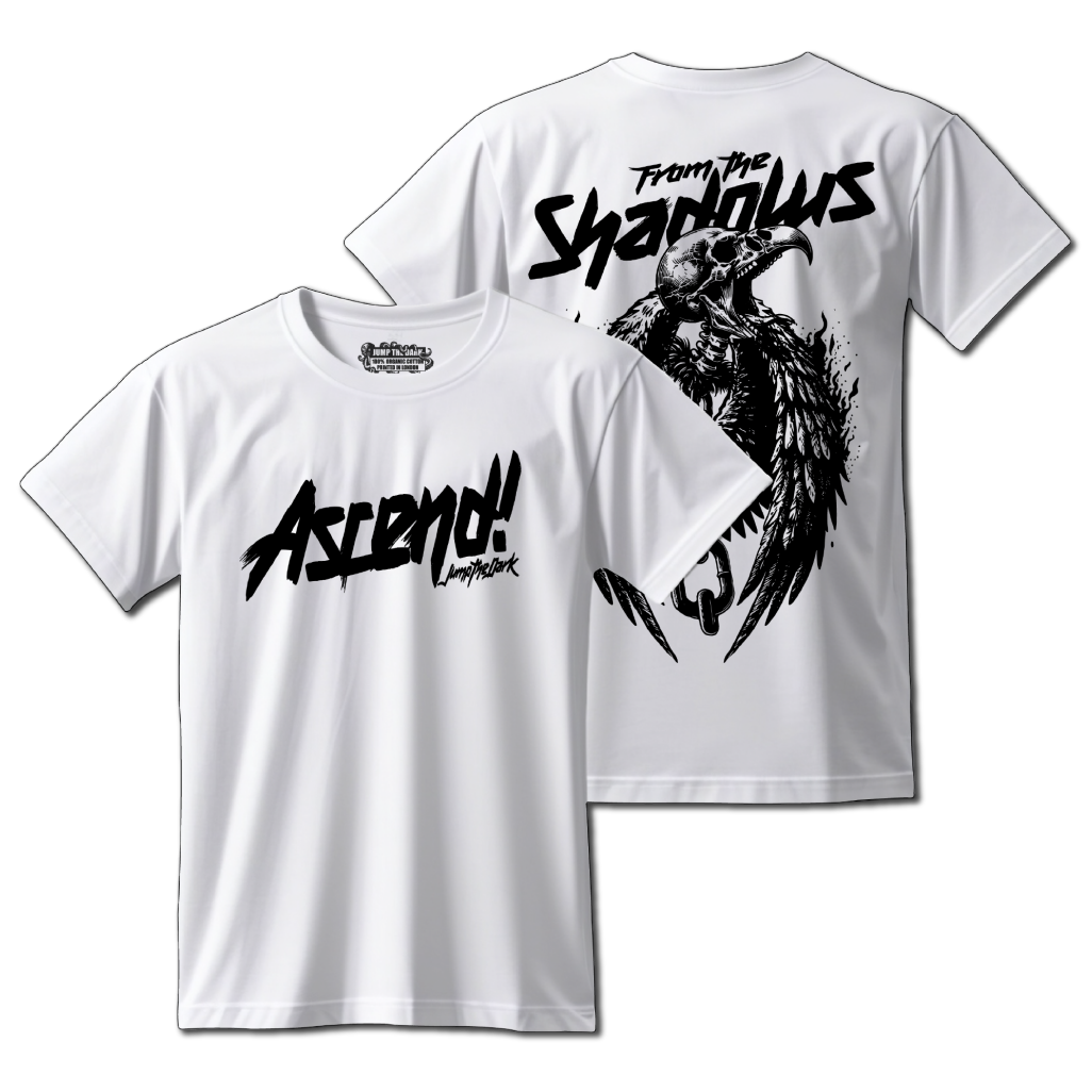 Front and Back Printed Tee - Graphic T Shirt - Organic - Jump The Dark