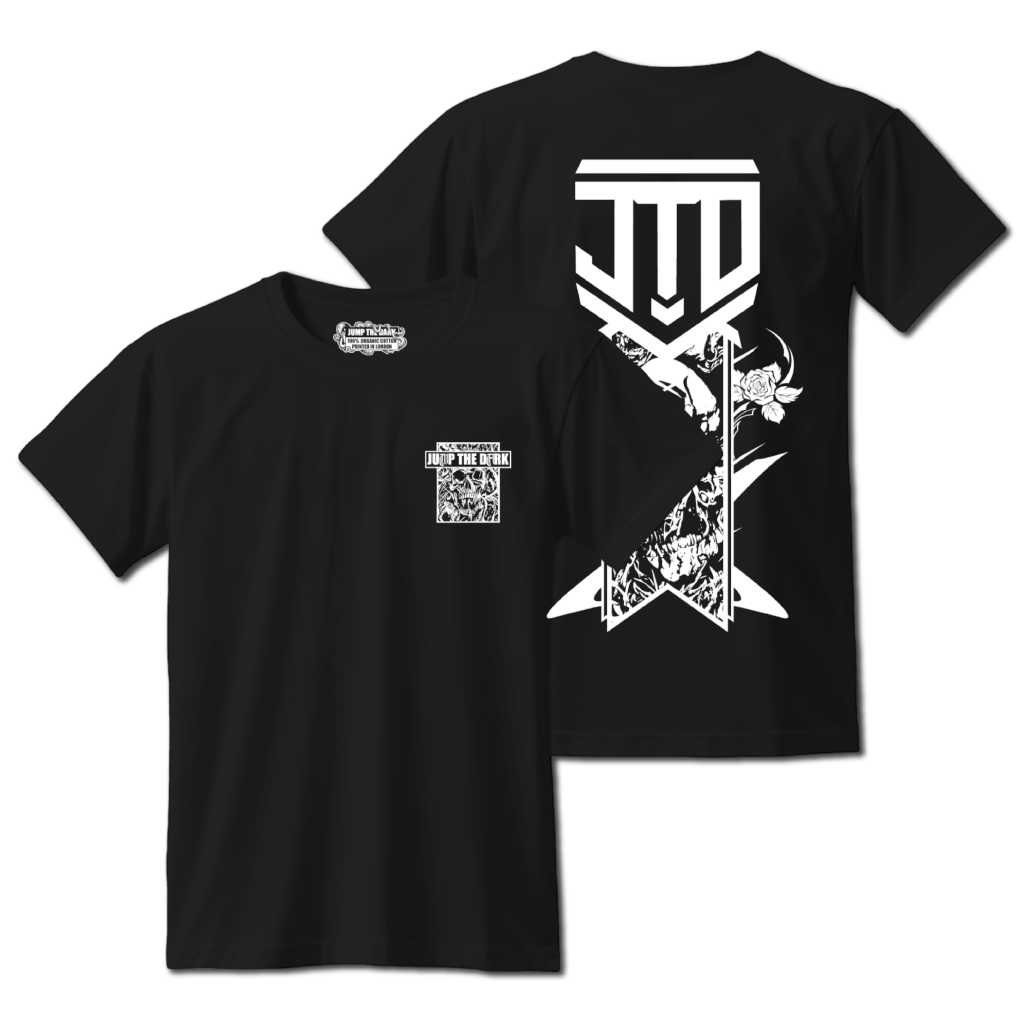 Front and Back Graphic Tee - Pocket Print - Black T Shirt - Jump The Dark