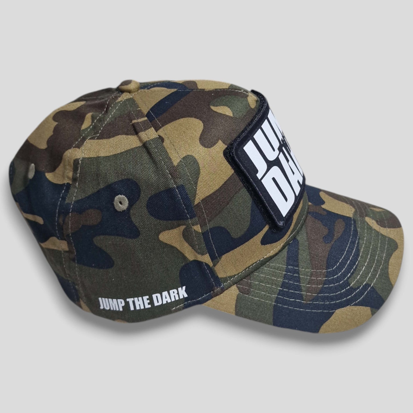 Snapback Cap with Camo Pattern and Removable Patch Plus Extra Free Patch - Jump The Dark