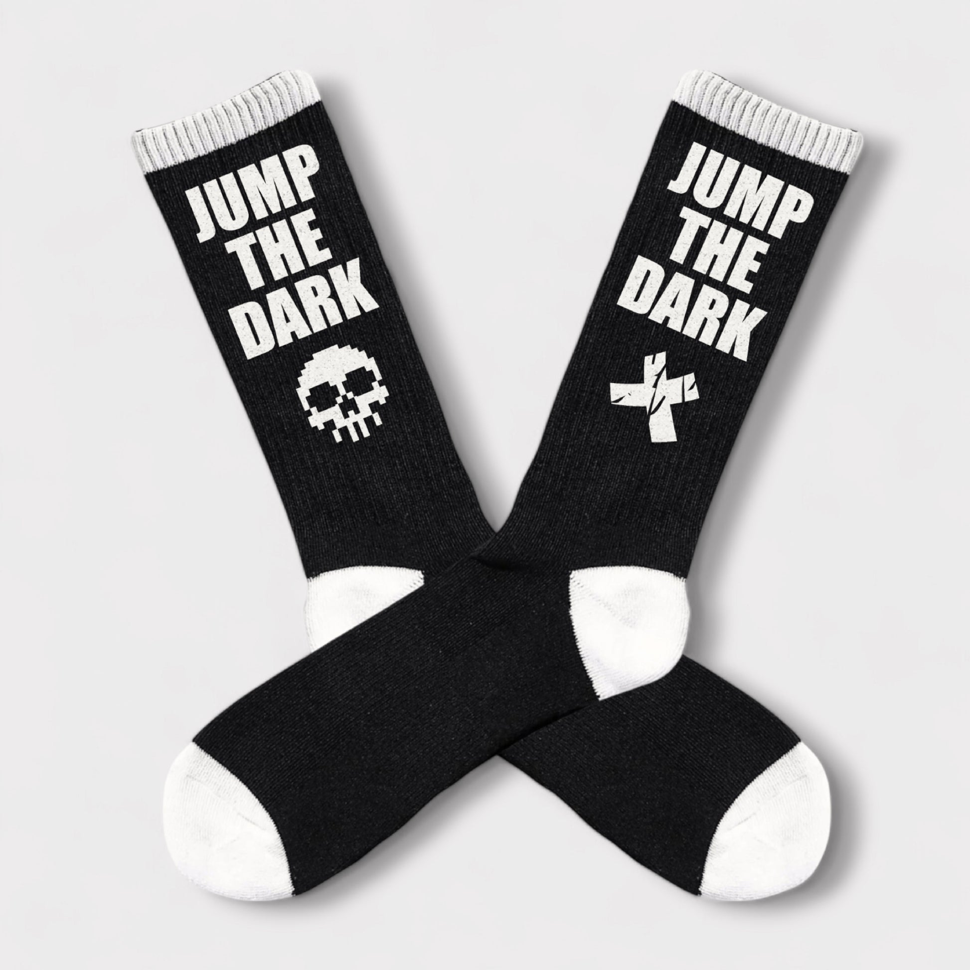 Jump The Dark - Socks - Black Socks - Crew Socks - Skull socks - Alt Socks