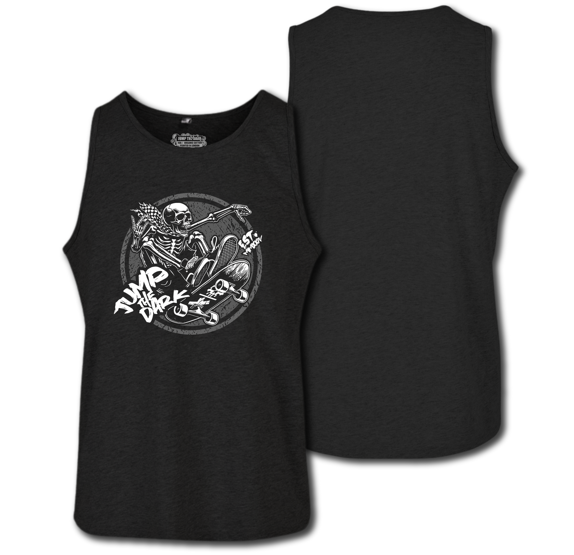 Graphic Print Vest - Skeleton Tank Top - Cotton Graphic Black Tank Top - Jump The Dark