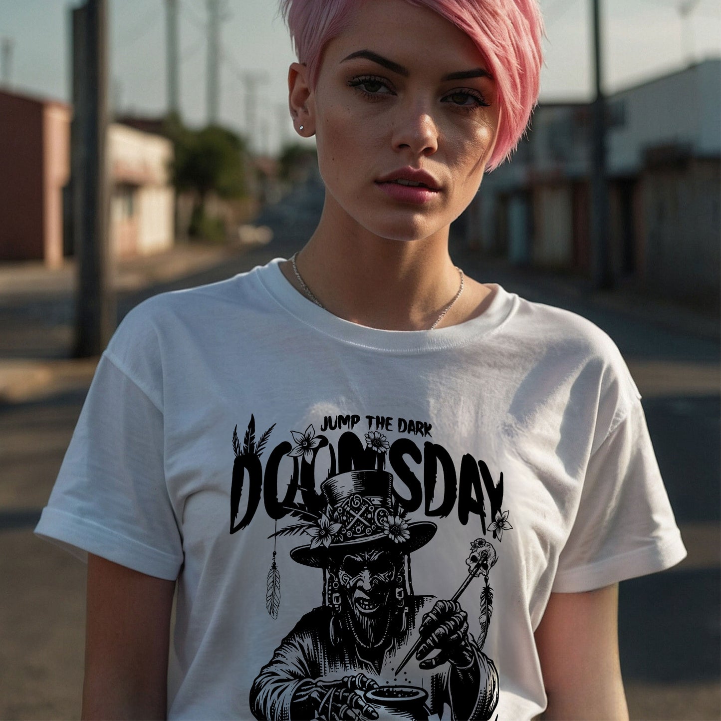 Graphic T Shirt - Unisex- Doomsday Diagnosis - White Printed Tee - Jump The Dark