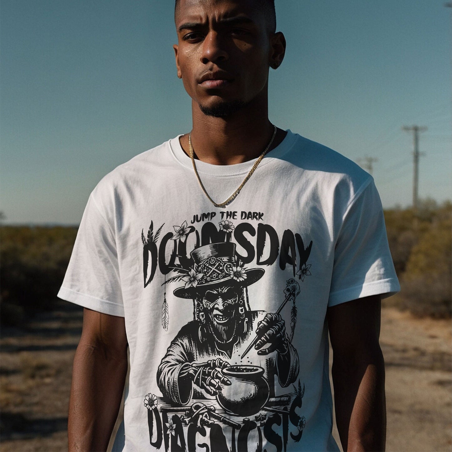 Unisex graphic tee with front print – Doomsday Diagnosis design in organic cotton streetwear