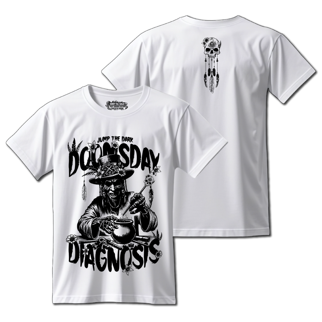 Front and Back Print - Graphic Tee - White - Jump The Dark