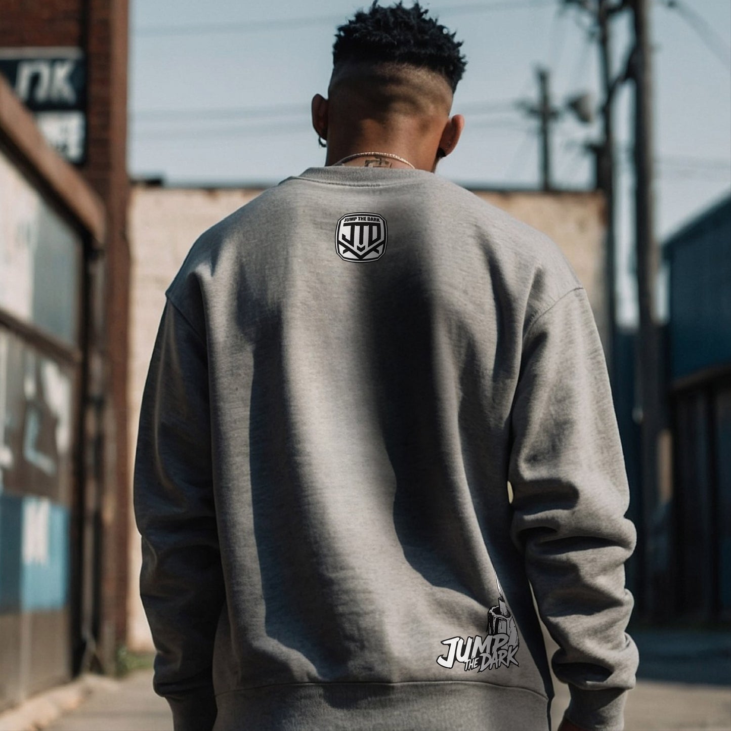 Graphic Sweatshirt - Modern Street Fashion - London Streetwear Tops - Jump The Dark