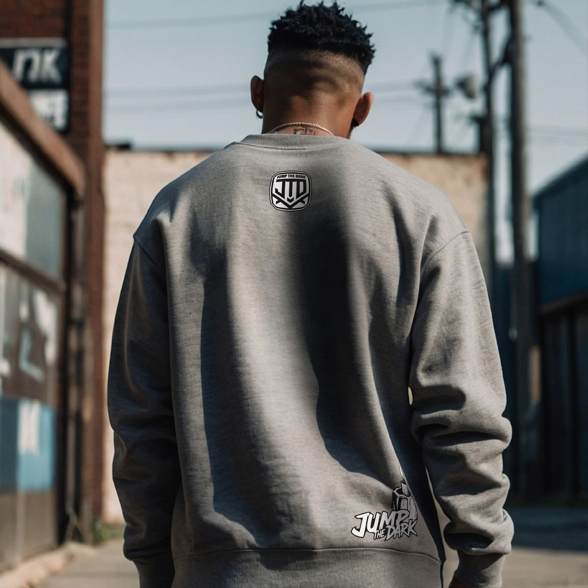 Graphic Sweatshirt - Modern Street Fashion - London Streetwear Tops - Jump The Dark