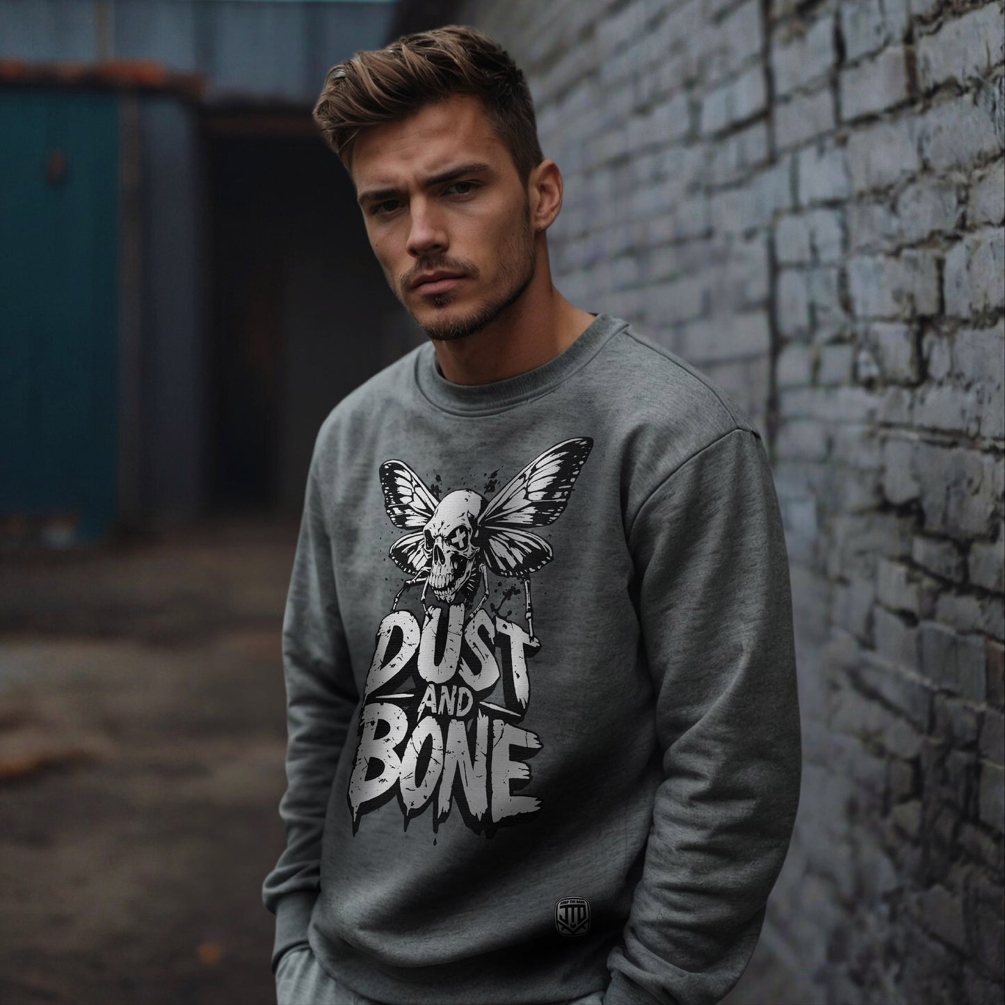 Casual Printed Sweater - Grey Streetwear Sweatshirt - Big Graphic Sweatshirt - Jump The Dark