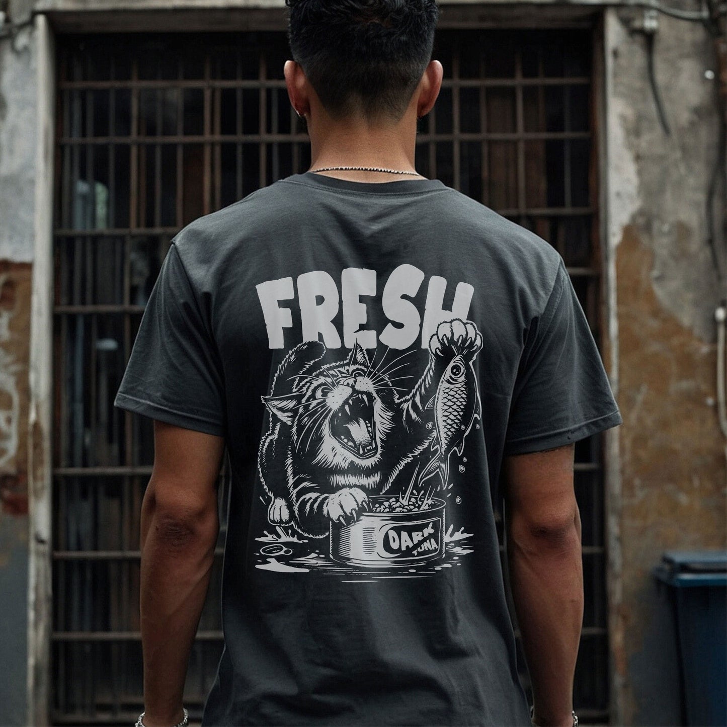 Funny cat graphic tee - organic cotton t-shirt - Urban streetwear T-shirt for Men and Women