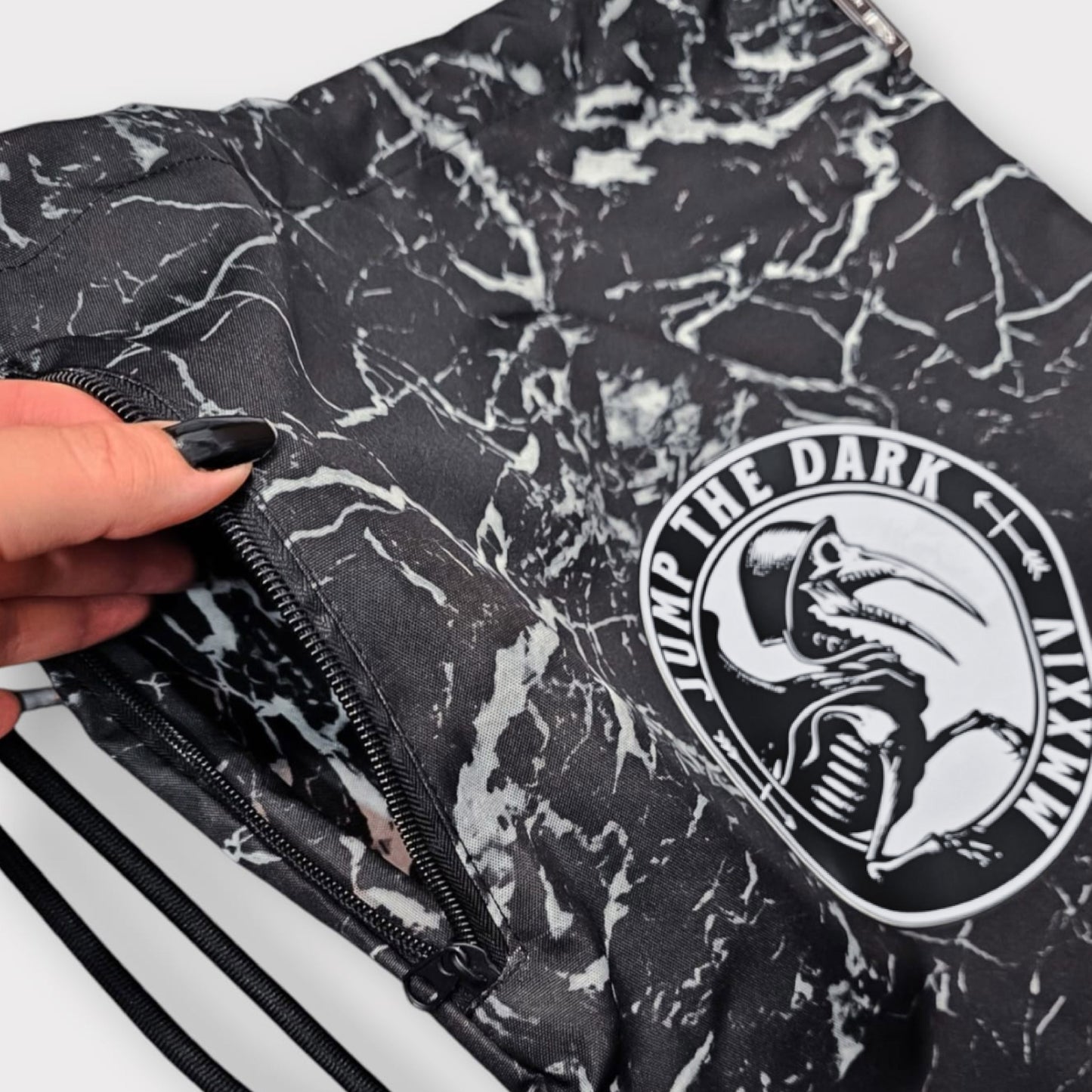 Lightweight Gym Sack Featuring Unique Marble Pattern and Spacious Main Compartment