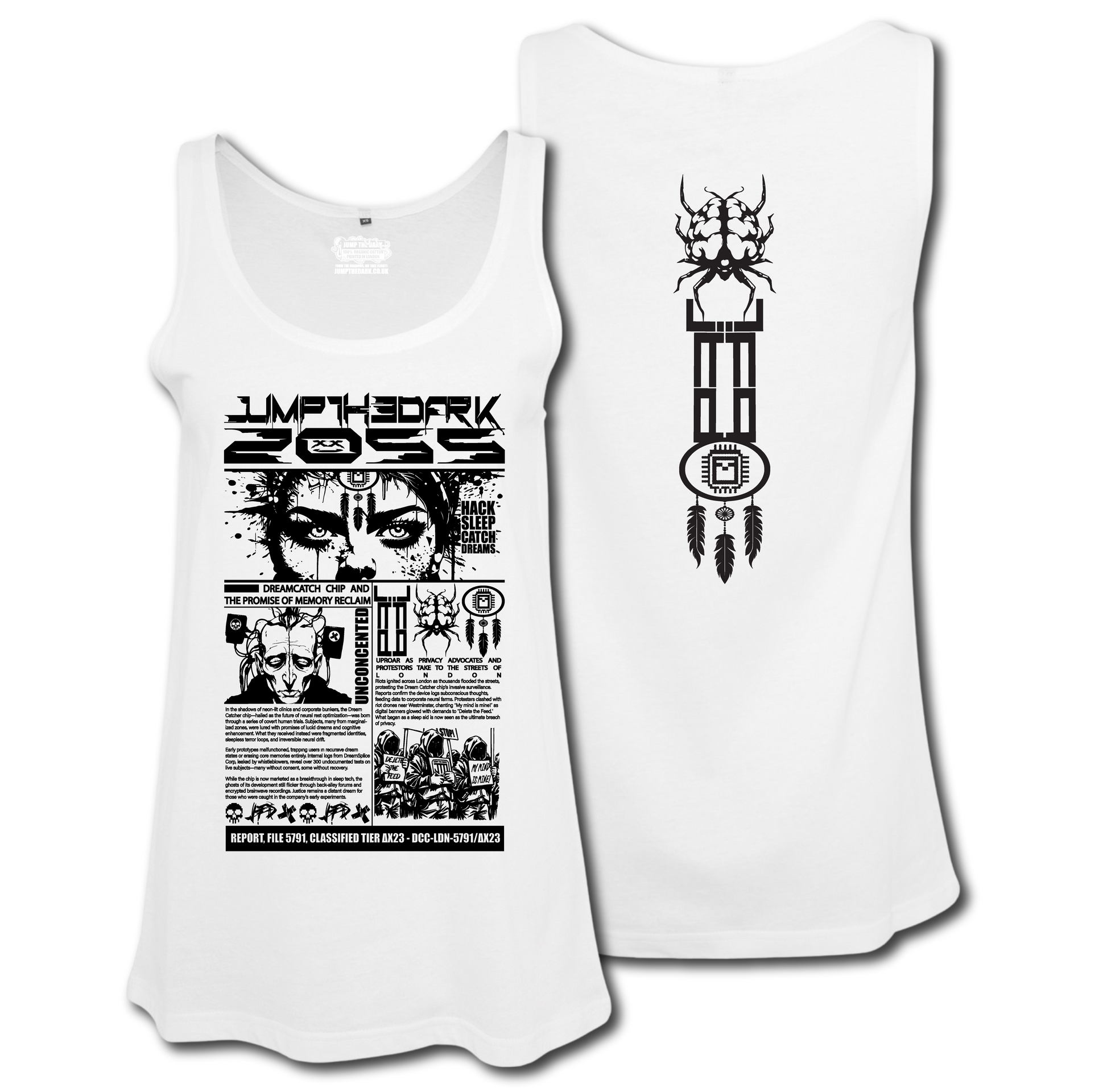 Minimal Scoop Neck Tank - Womans White Tank Top - Cyberpunk Top - Jump The Dark