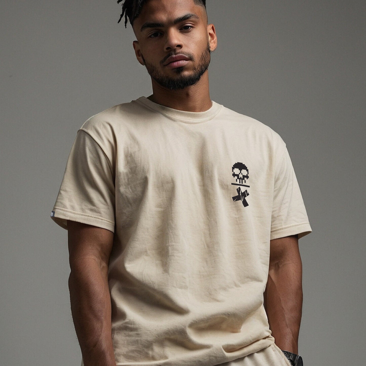 Organic T Shirt - Quality Tee - Printed Jersey - Beige T Shirt - Jump The Dark