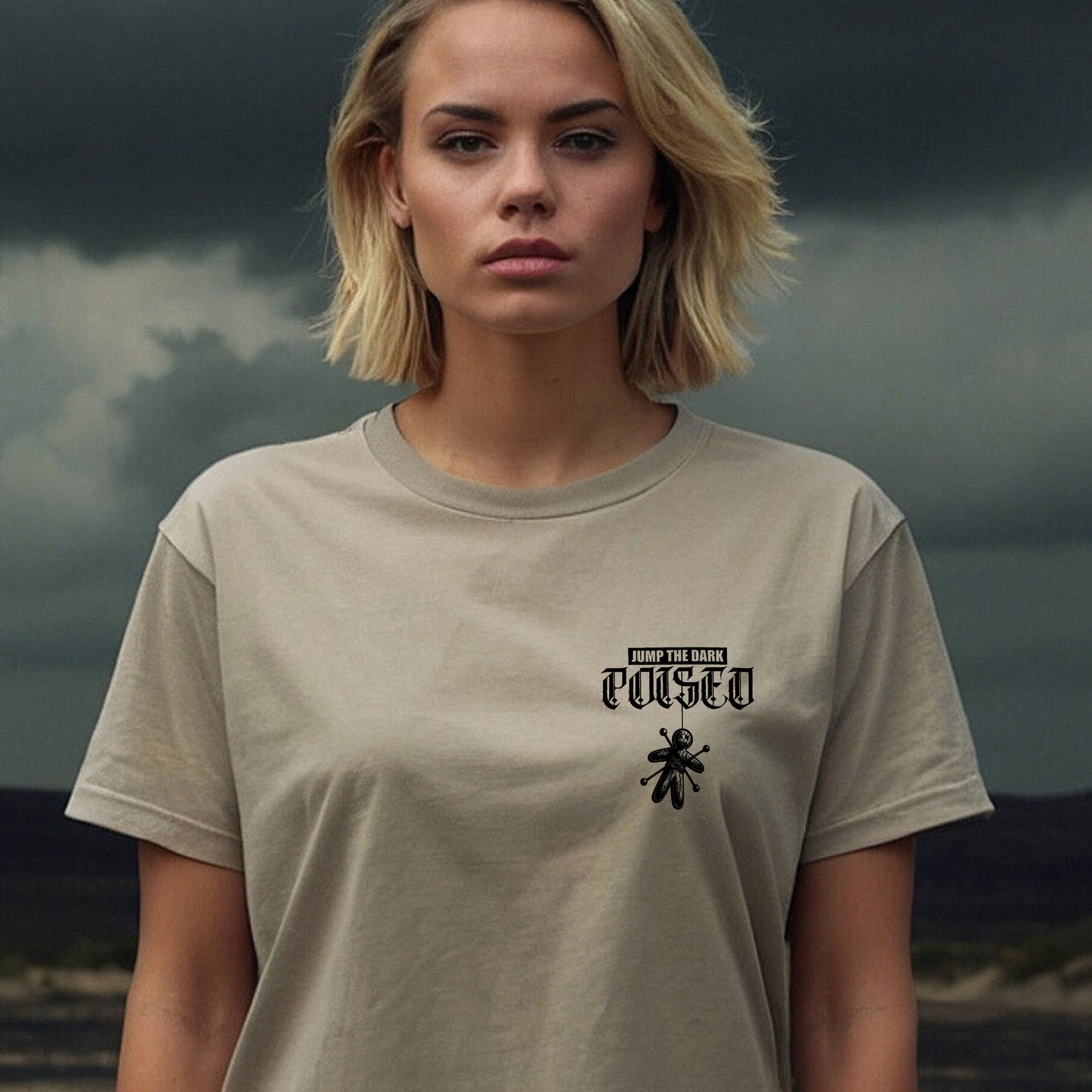 Printed T Shirt - Front Pocket Print - Poised - Jump The Dark