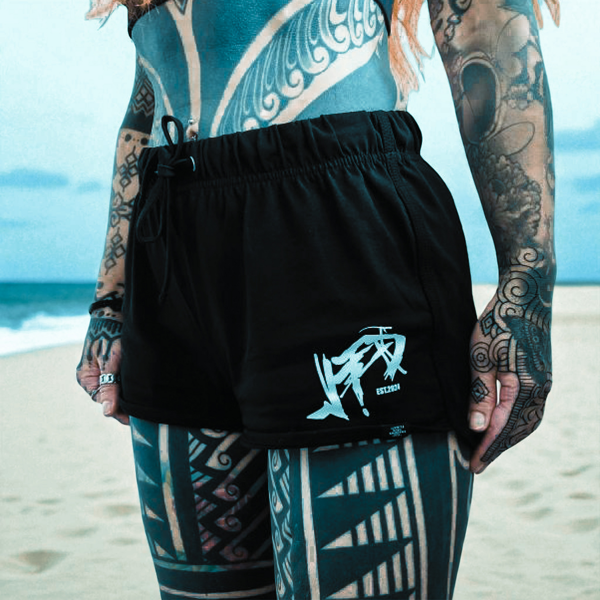 Women's Retro Streetwear Shorts - Women’s Black Cotton Shorts - Women’s Streetwear UK