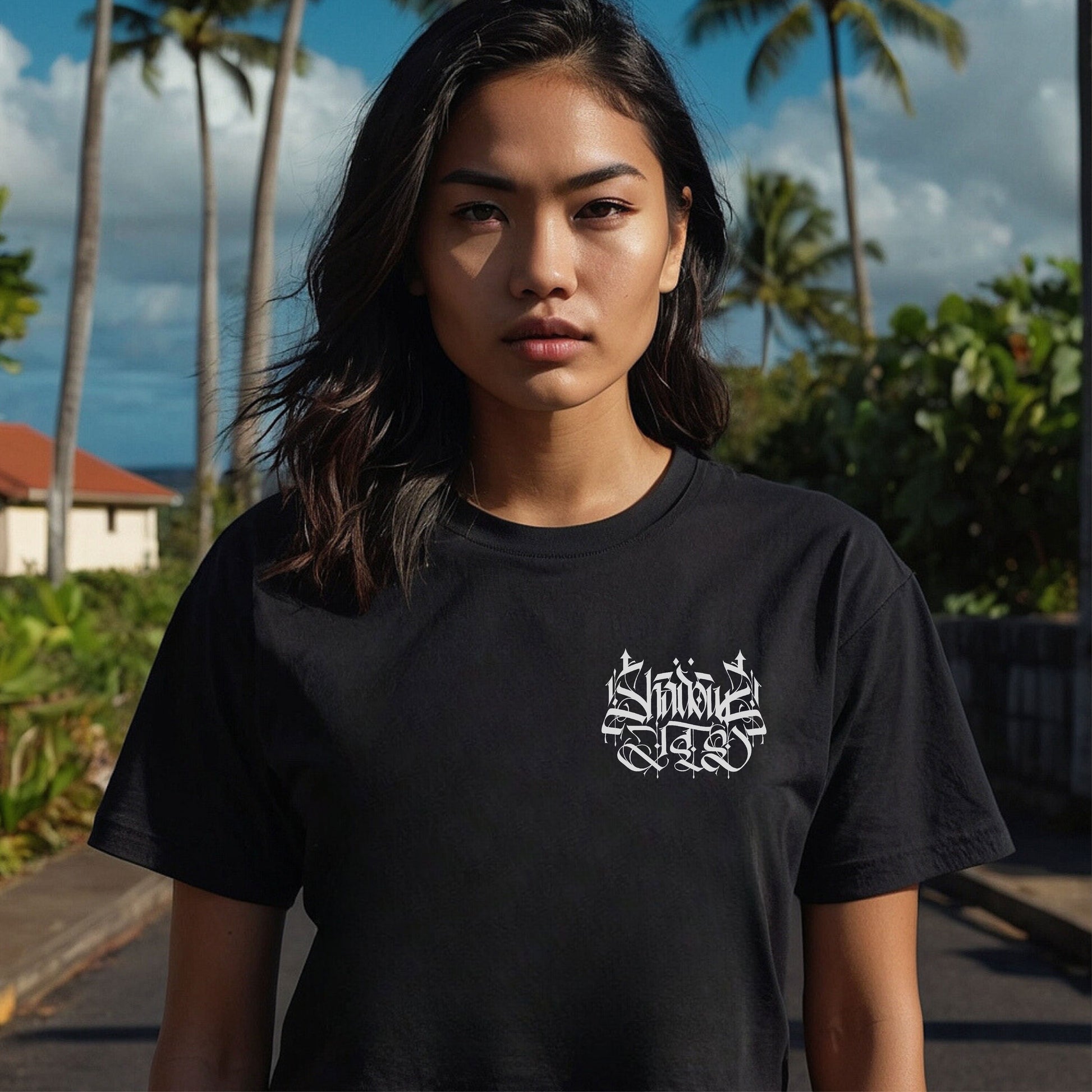 Unisex Tee - Printed T shirt - Pocket Print - Black - Shadows - Jump The Dark