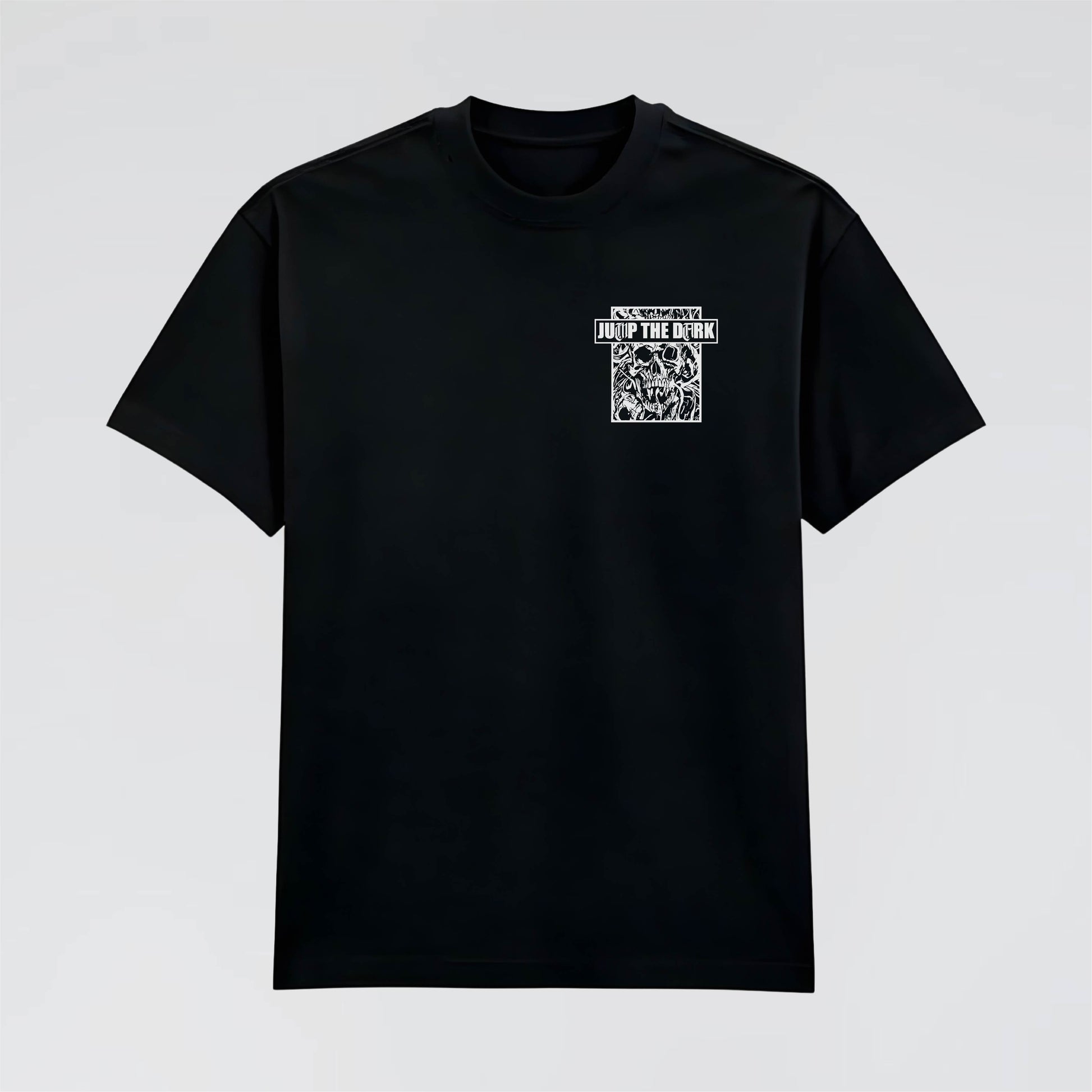 Black 180 GSM Organic Cotton Streetwear fashion T-Shirt by London independent brand Jump The Dark