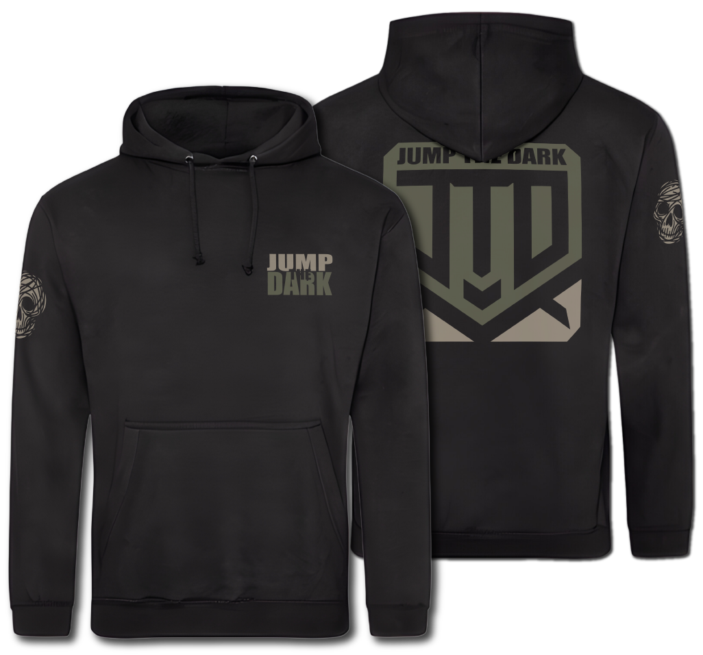 Front and Back Print hoodie - Black Printed Hoodie - The Badge - Jump The Dark