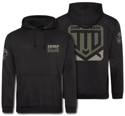 Front and Back Print hoodie - Black Printed Hoodie - The Badge - Jump The Dark