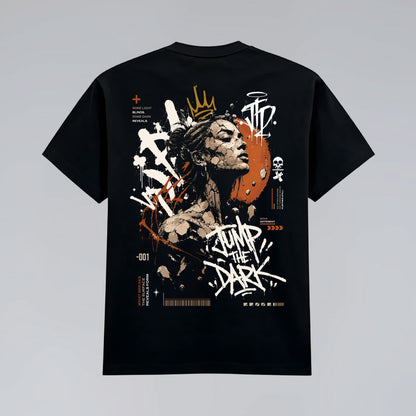 Back flat lay of Broken Saint black streetwear tee.