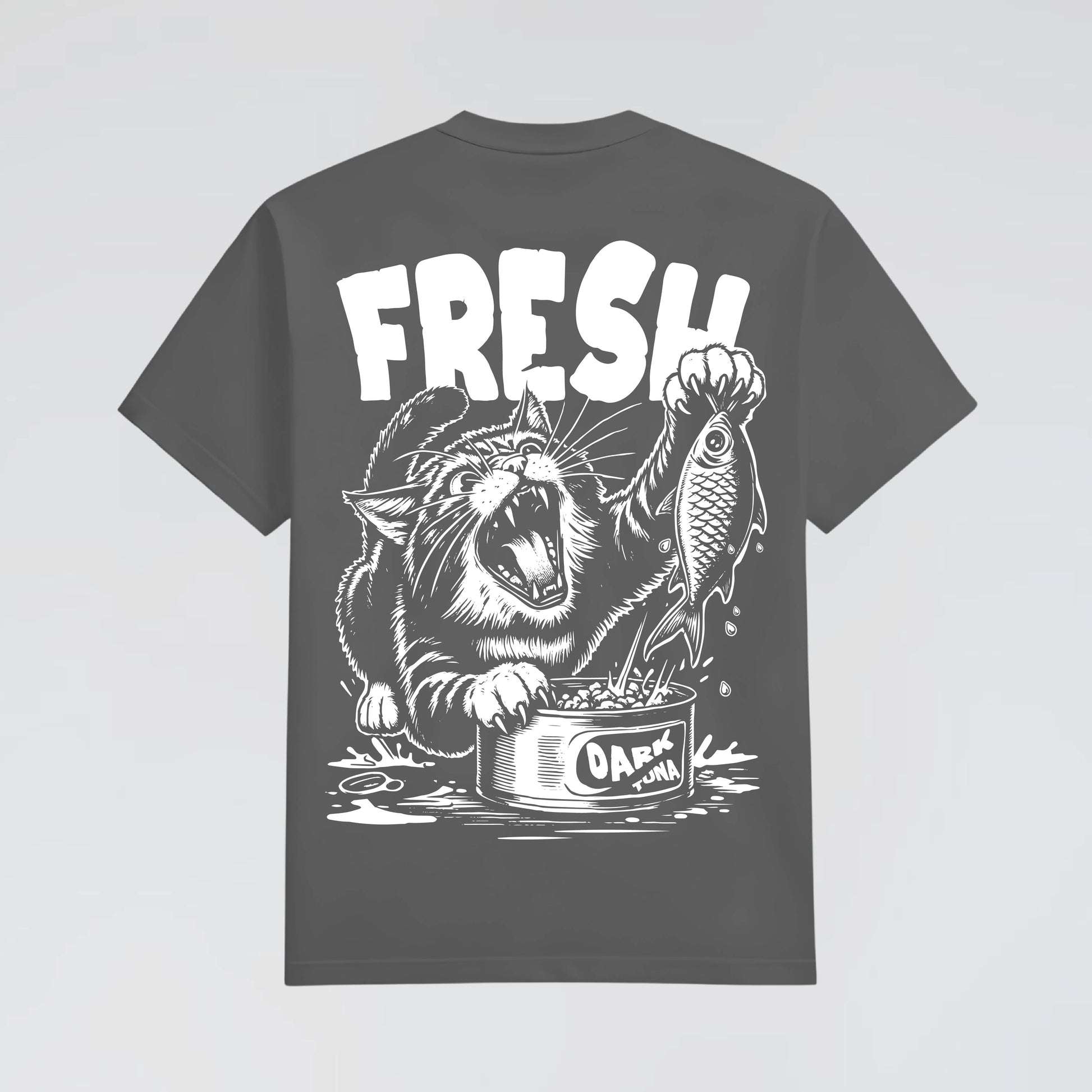 Dark Grey Graphic Tee with Cat design perfect for Cat lovers by ump the Dark