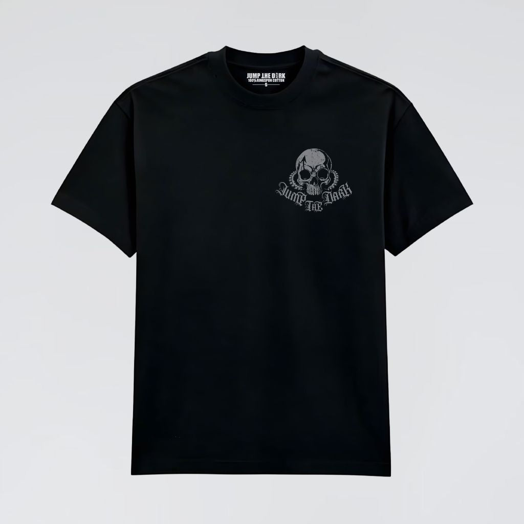 Unisex black t-shirt with gothic skull back print