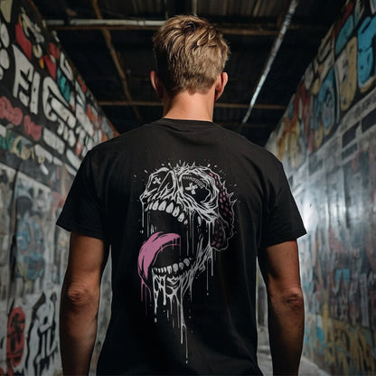 Black and Pink Skull T Shirt