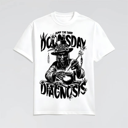 Doomsday White Graphic streetwear T-Shirt for Men and Women by Jump the Dark.