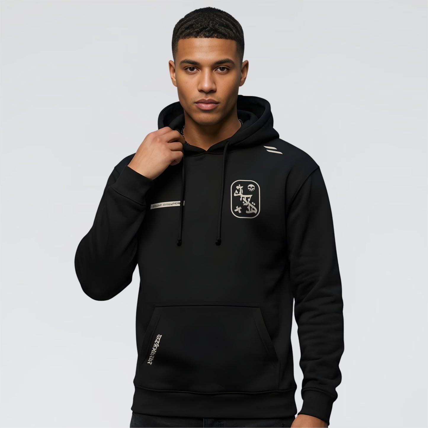 Black Regular Fit Hoodie for Men and Women.