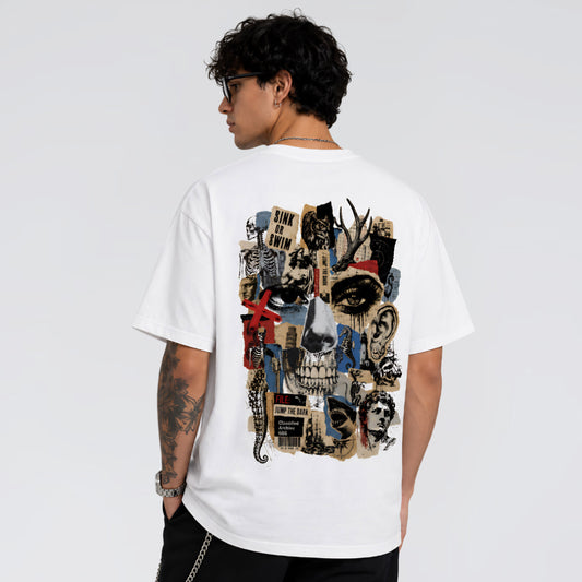 Back graphic of Human Error unisex streetwear t-shirt by Jump the Dark.
