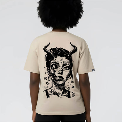 Premium Natural Organic Graphic T-Shirt with bold back Design by Jump The Dark.