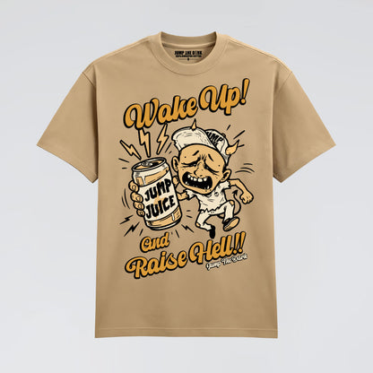 Raise Hell sand heavyweight cotton t-shirt front print Jump The Dark