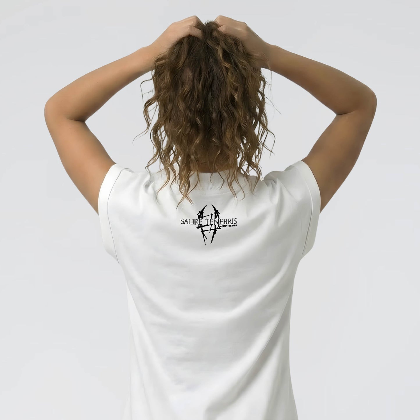 White T-Shirt dress with graphic print depression art by Jump the Dark
