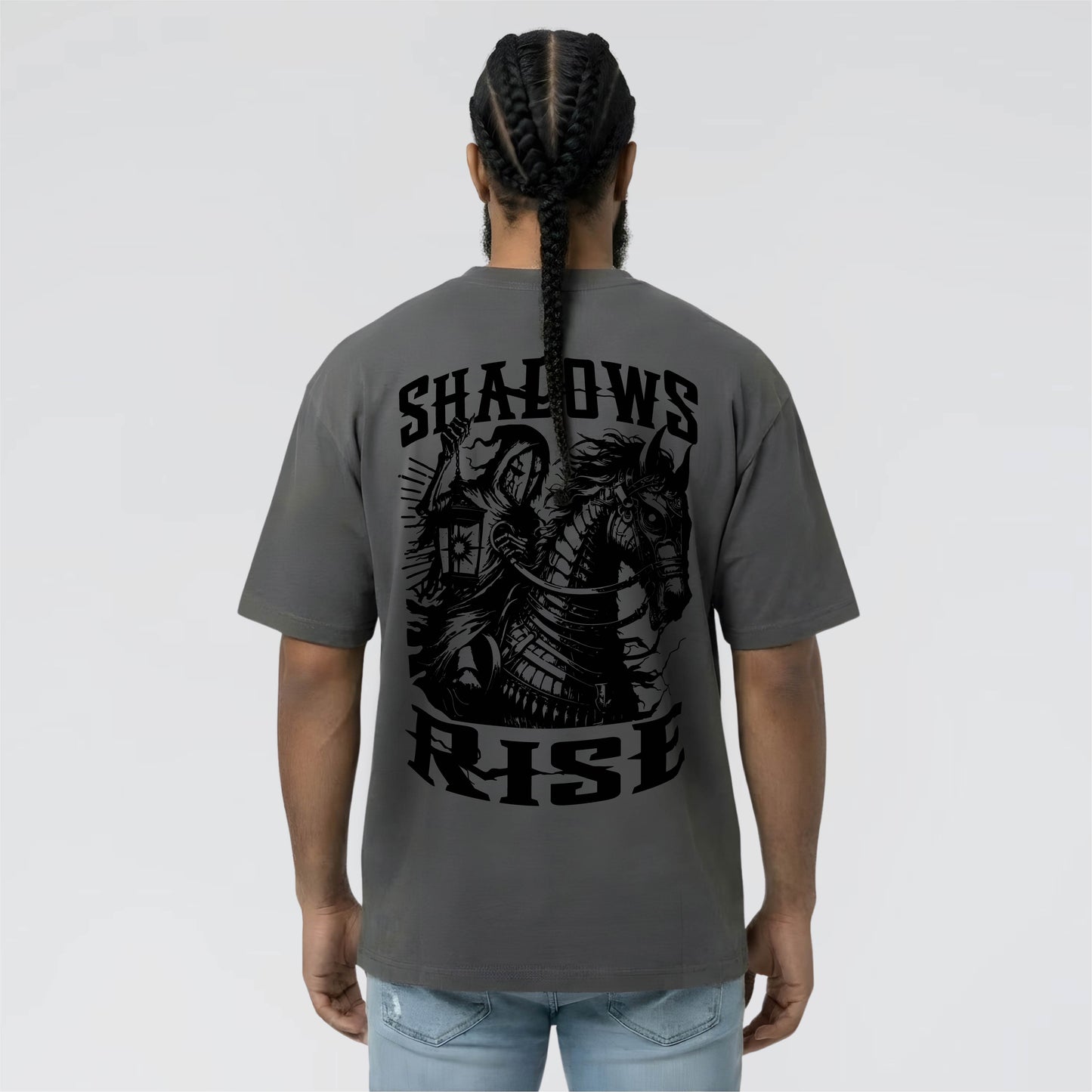 Shadows Rise Graphic Print Streetwear T-Shirt in Dark Grey by Jump The Dark