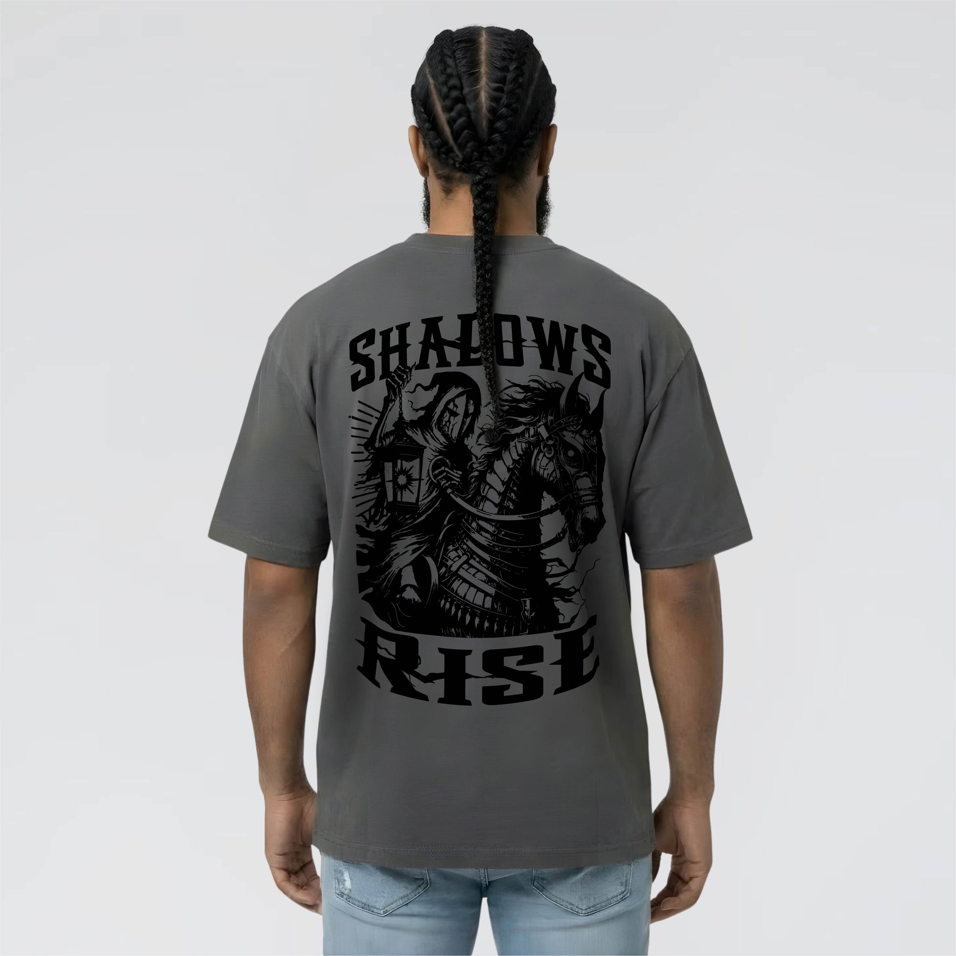 Shadows Rise Graphic Print Streetwear T-Shirt in Dark Grey by Jump The Dark