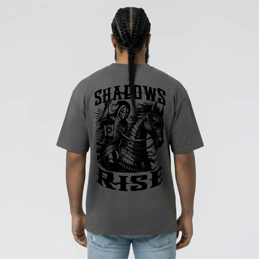 Shadows Rise Graphic Print Streetwear T-Shirt in Dark Grey by Jump The Dark