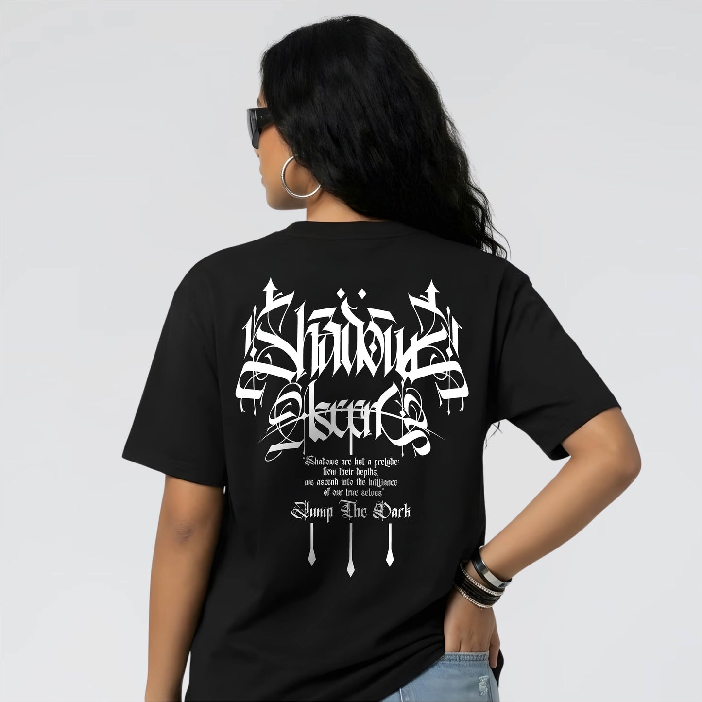 Shadowz Black Graphic Graffiti Calligraphy Streetwear T-Shirt by Jump The Dark