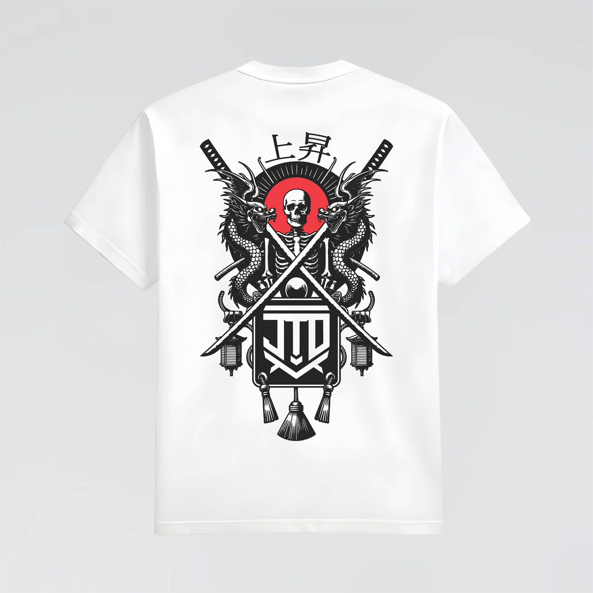 White Streetwear Japanese Shogun Graphic T-Shirt by Jump The Dark.