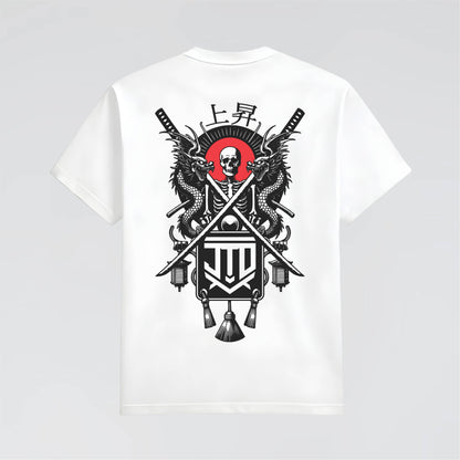 White Streetwear Japanese Shogun Graphic T-Shirt by Jump The Dark.
