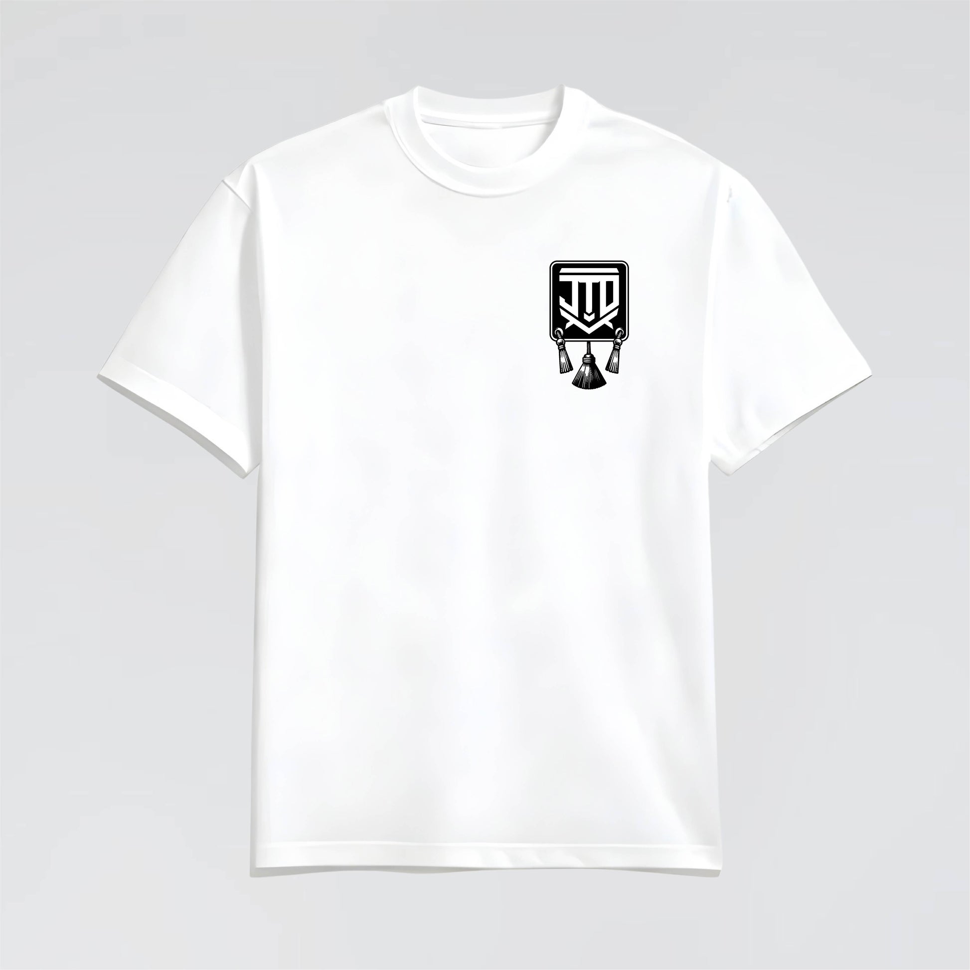 White front pocket print graphic Statement Tee Japanese Design by Jump The Dark. 