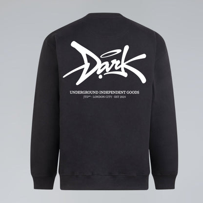 Signature heavyweight sweatshirt with large white Dark logo and London streetwear back print