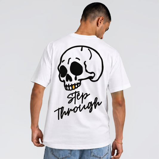Back graphic of Step Through streetwear t-shirt by Jump The Dark
