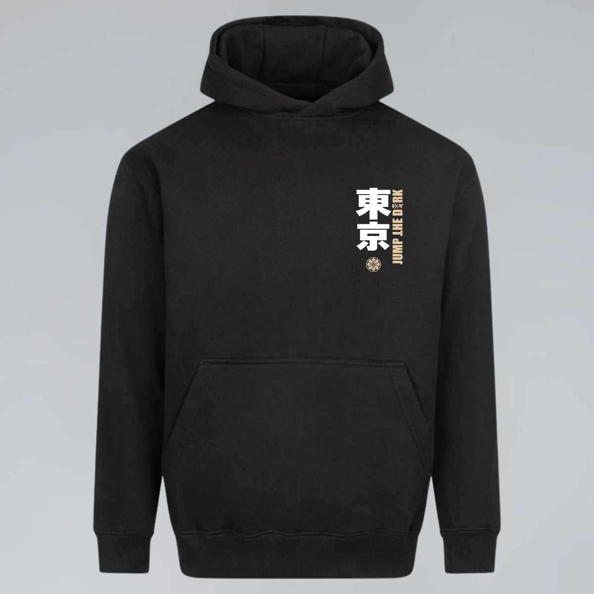 Tokyo After Dark black heavyweight hoodie with Japanese Tokyo chest print