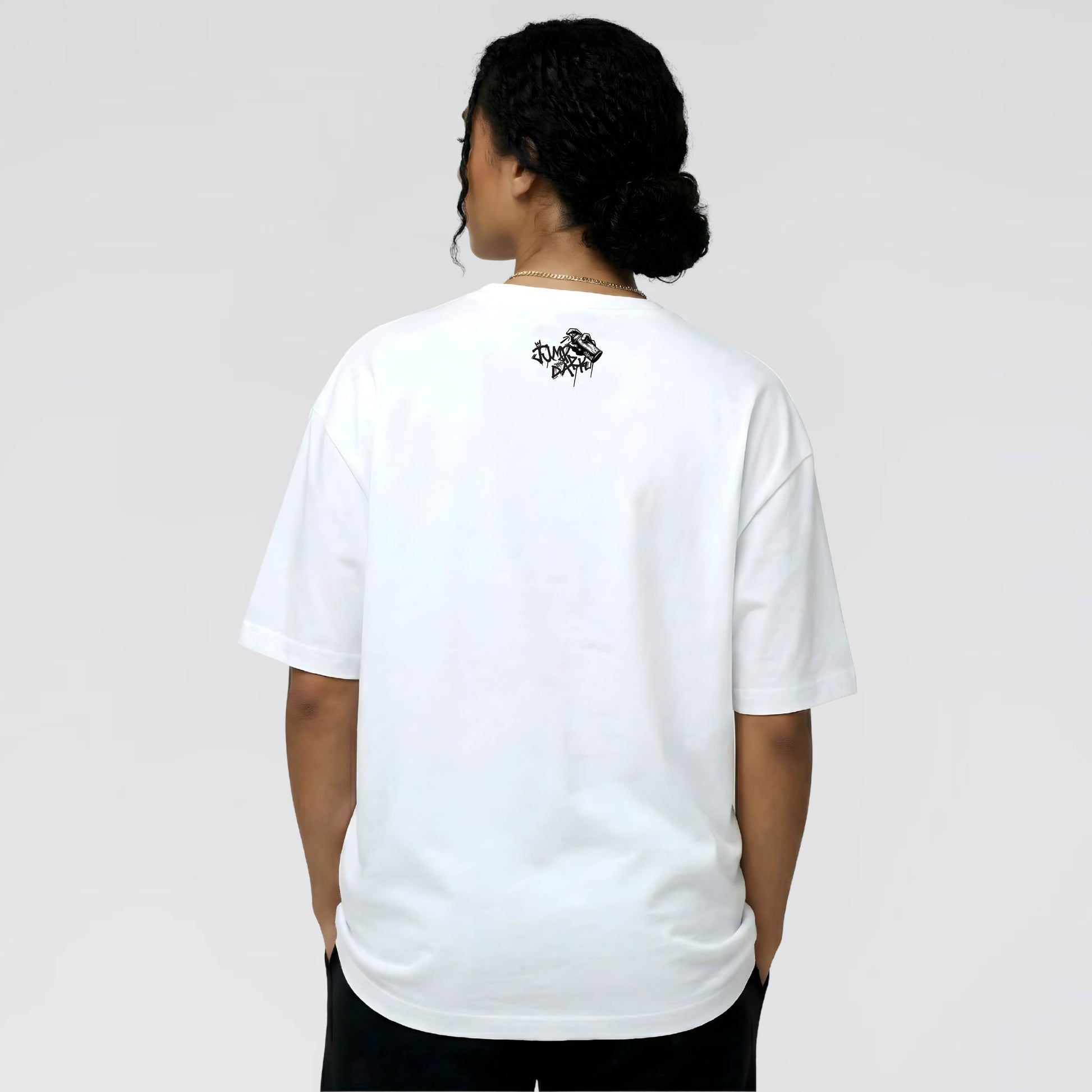 White Organic Cotton Streetwear T-Shirt for Men and Women by UK Clothing brand Jump The Dark.