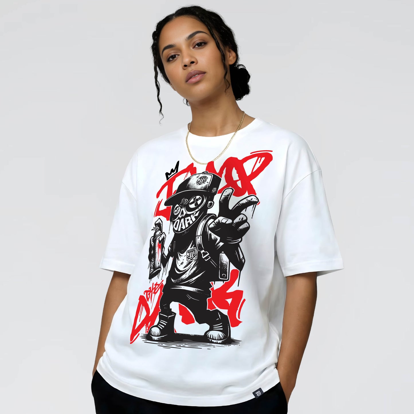 Vandal White regular fit streetwear graphic T-Shirt for Graffiti lovers by Jump The Dark