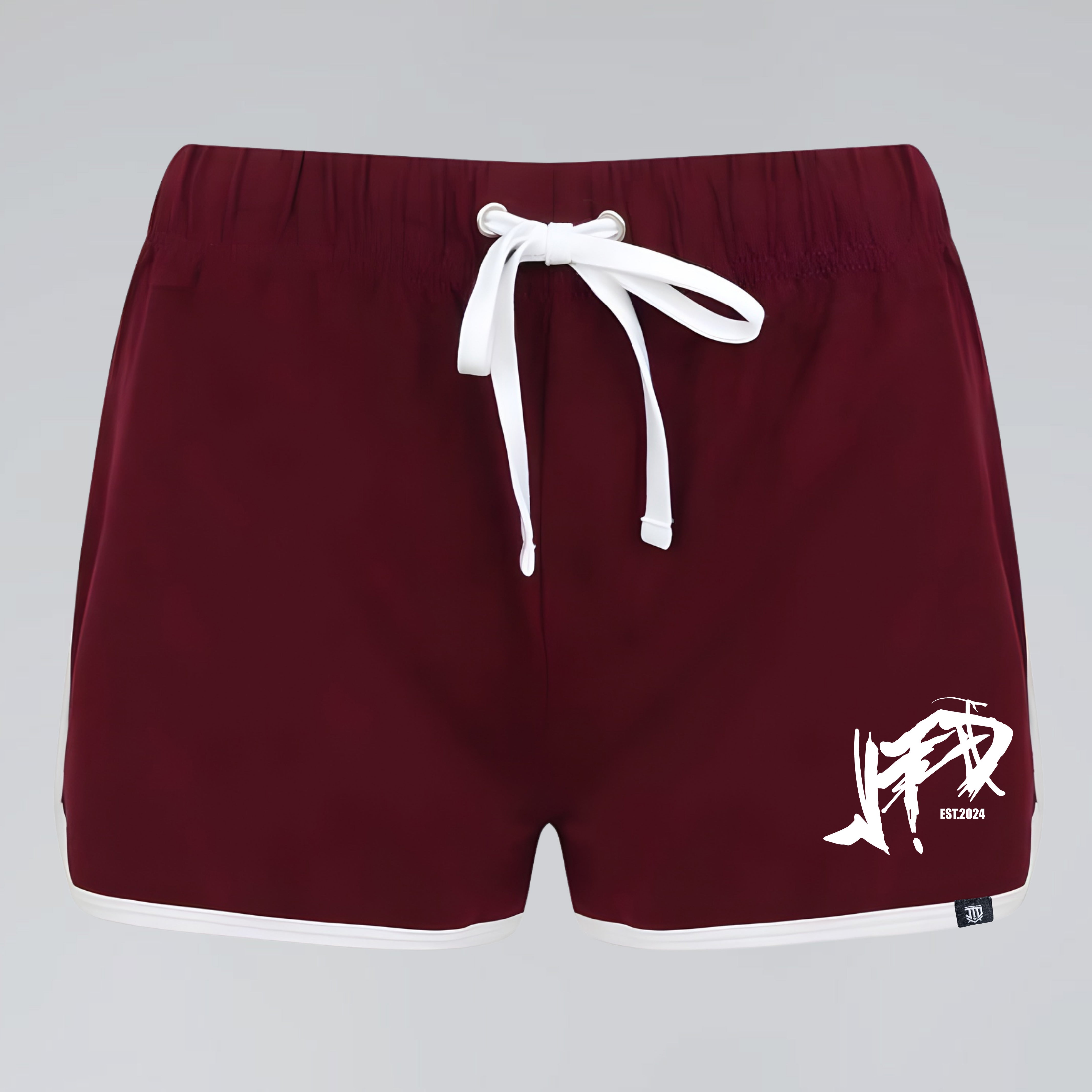 JTD - Women's Burgundy Retro Shorts | Trendy Summer Retro Streetwear